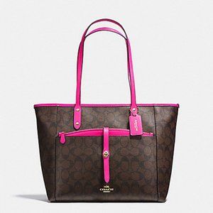 CITY TOTE WITH POUCH IN SIGNATURE COATED CANVAS (COACH F23860)